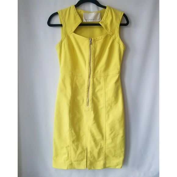 Yigal Azrouel Yellow Geometric Zipper Dress Size 6 - Picture 5 of 11